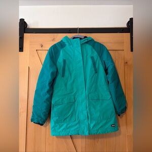 Lands End Youth Squall Waterproof Insulated Teal Coat Parka Hooded XL 16